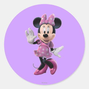 Sticker Rond Minnie rose Pose mignonne