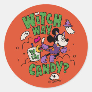 Sticker Rond Minnie Souris - Sorcière jusqu'au bonbon