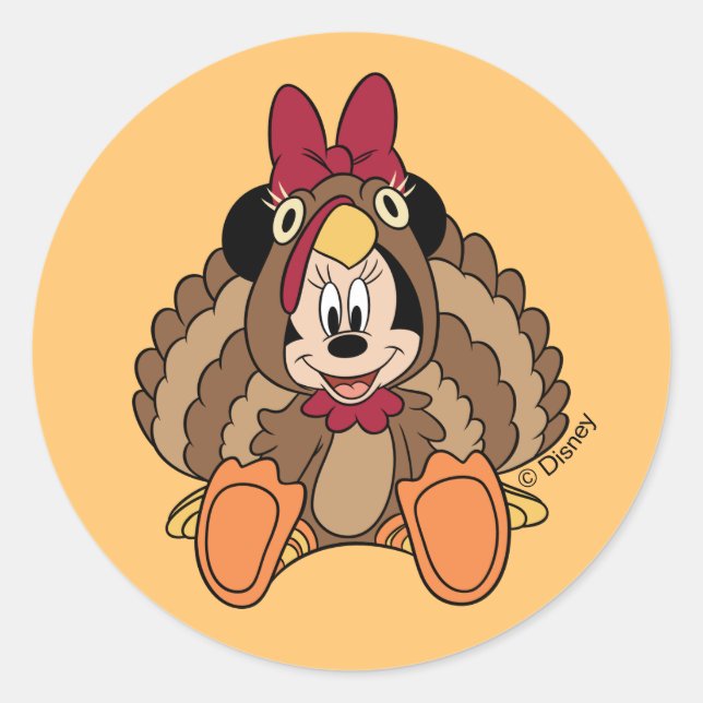 Sticker Rond Minnie Souris Thanksgiving Turquie (Devant)