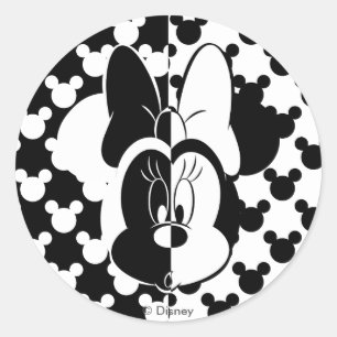 Sticker Rond Minnie tendance Moderne noir et blanc