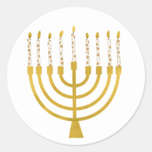 Sticker Rond Minorah festive Hanoukka Céleste bougies dessin
