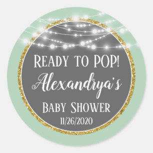 Sticker Rond Mint Gold Ready To Pop Baby shower Favoriser Tags
