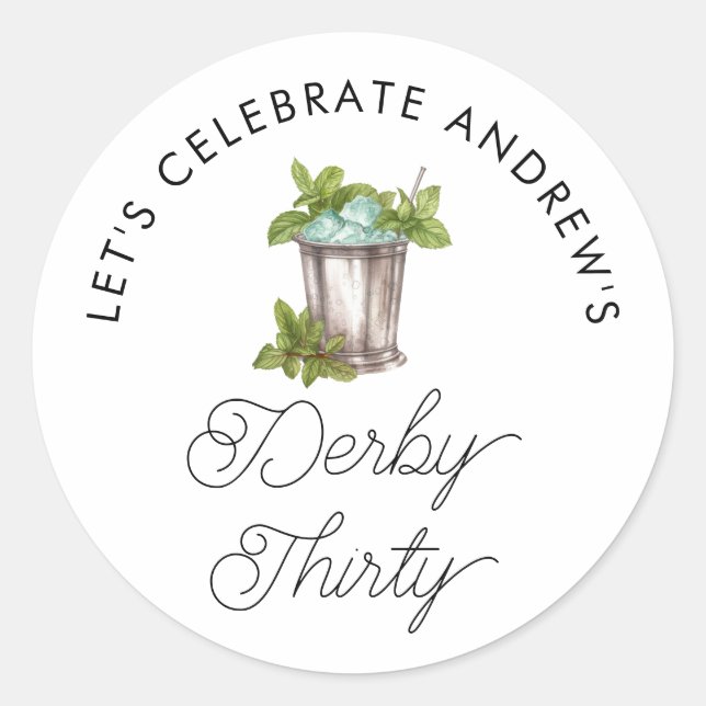 Sticker Rond Mint Julep Horse Race Derby Trente Anniversaire (Devant)