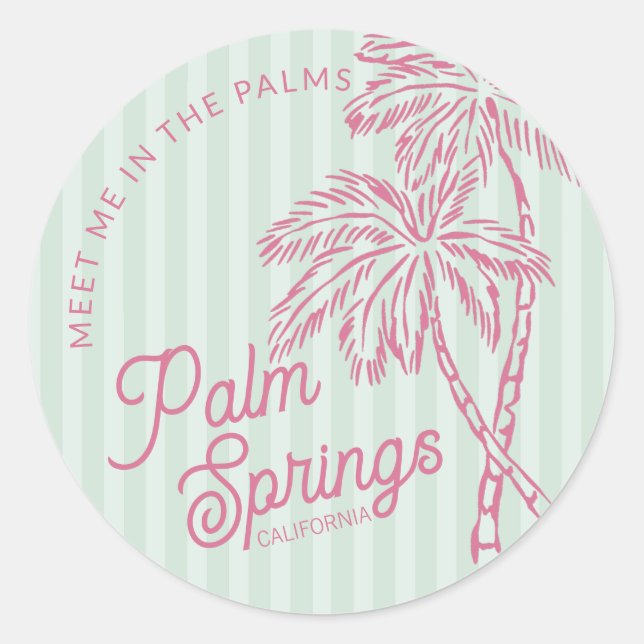 Sticker Rond Mint Palm Spring Pastel Beach Party Enveloppe Favo (Devant)
