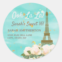 Mint Turquoise Gold Paris Tour Eiffel Sweet 16 Adr