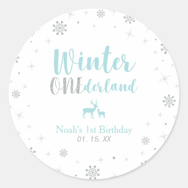 Sticker Rond Mint Winter Onderland 1er anniversaire fête Favori (Devant)