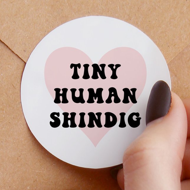 Sticker Rond Minuscule Baby shower moderne Humain Shindig (Créateur téléchargé)