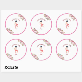 Sticker Rond Minuscule danseur | Rose rouge rose