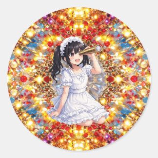 Sticker Rond Mirabella in Golden Light – Kaleidoscope Mandala 