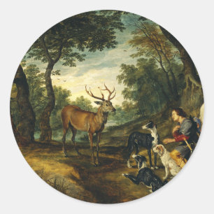 Sticker Rond Miracle de Saint Hubert par Peter Paul Rubens