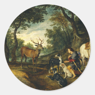 Sticker Rond Miracle de saint Hubert par Pierre Paul Rubens