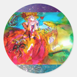 Sticker Rond MIRANDOLINA, rose, jaune fuchsia