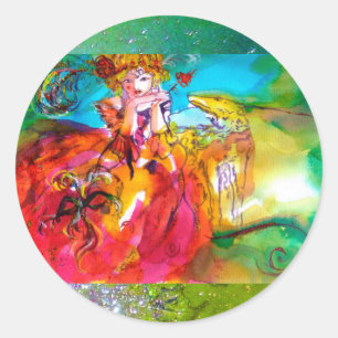Sticker Rond MIRANDOLINA, rose, jaune fuchsia