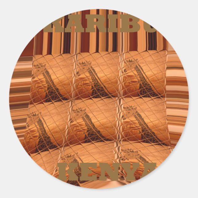 Sticker Rond Miroir africain traditionnel : Girafe tissée (Devant)