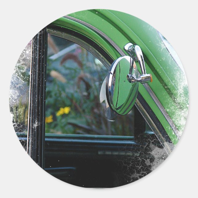 Sticker Rond Miroir automobile Vintage (Devant)