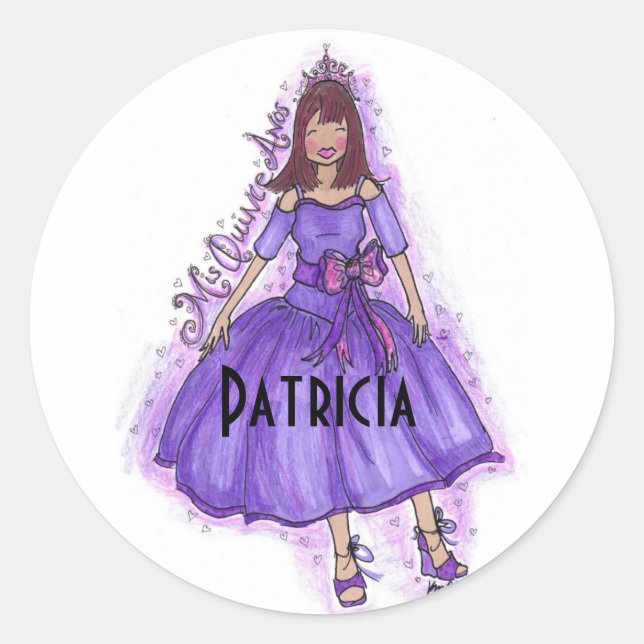 STICKER ROND MIS QUINCE ANOS - PURPLE (Devant)