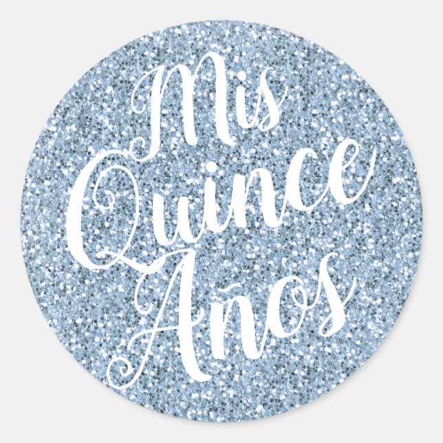 Sticker Rond Mis Quince Años Quinceañera Parties scintillant bl (Devant)