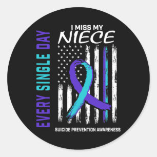 Sticker Rond Miss My Niece Prévention du suicide Amérique