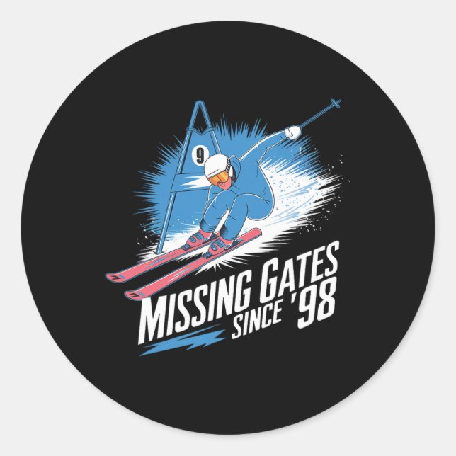 Sticker Rond Missing Gates Since 98 Alpine Skiing  (Devant)