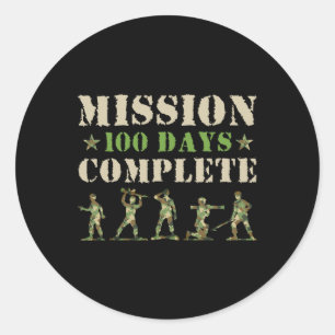 Sticker Rond Mission 100 Jours D'École Complète Garçon Étudiant