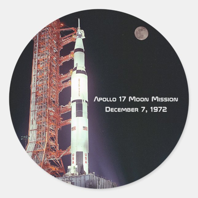 Sticker Rond Mission Apollo 17 Moon (Devant)