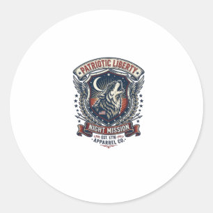 Sticker Rond Mission de nuit patriotique Patriote Loup Militair