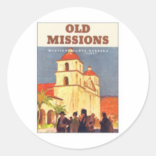Sticker Rond Missions vintages Santa Barbara