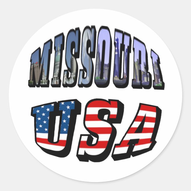Sticker Rond Missouri Picture et USA Text (Devant)