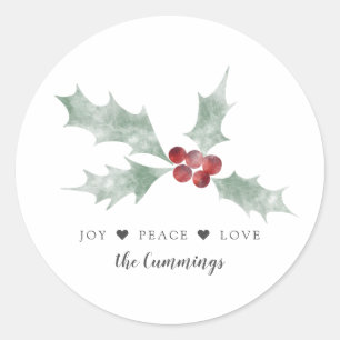 Sticker Rond Mistletoe Joy Peace Love Noël
