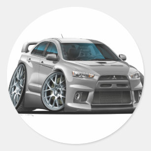 Sticker Rond Mitsubishi Silver Car