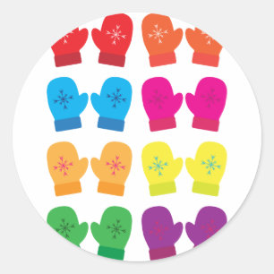 Sticker Rond Mittens Couleurs Couleurs Flammes de neige colorée