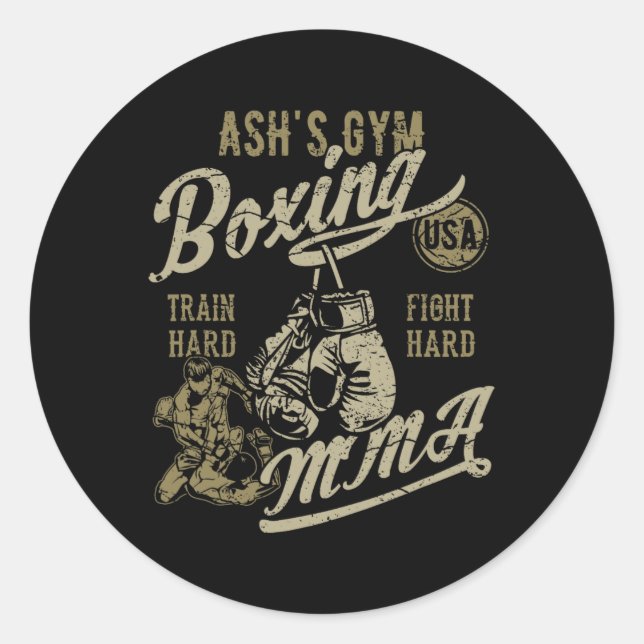 Sticker Rond Mixed martial art de boîte de gym Ash's Conception (Devant)