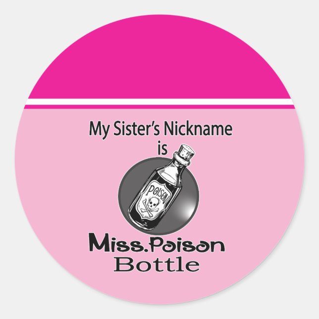 Sticker Rond Mlle. Bouteille De Poison Par Chennai Indipup (Devant)