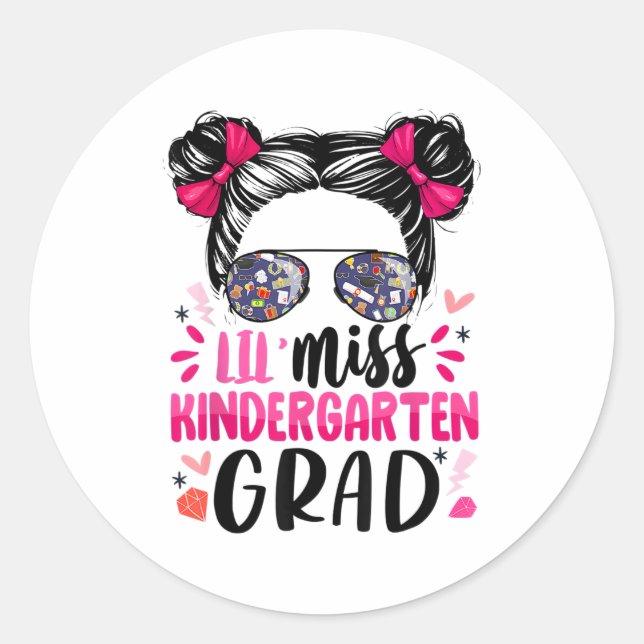 Sticker Rond Mlle Kindergarten Grad Graduation Girls Graduated  (Devant)