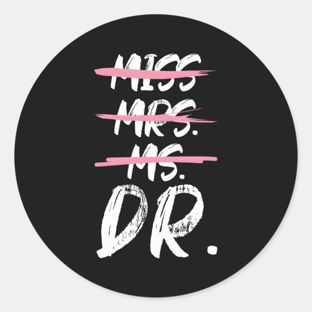 Sticker Rond Mlle Mme Mme Mme Dr Doctorat Diplôme (Devant)