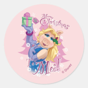 Sticker Rond Mlle Piggy   Joyeux Noël à Moi !