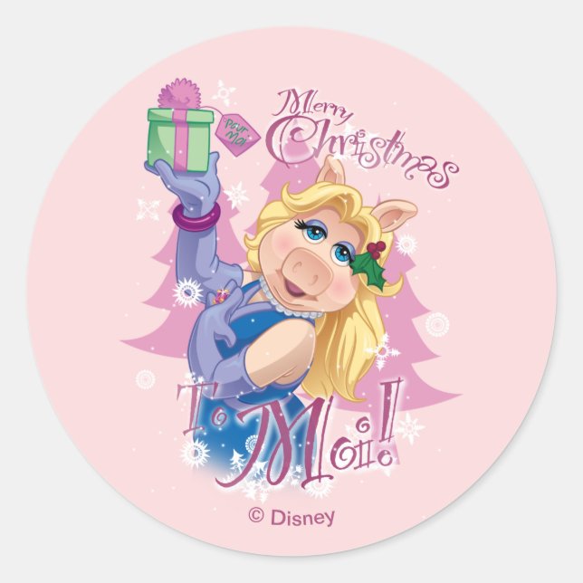 Sticker Rond Mlle Piggy | Joyeux Noël à Moi ! (Devant)