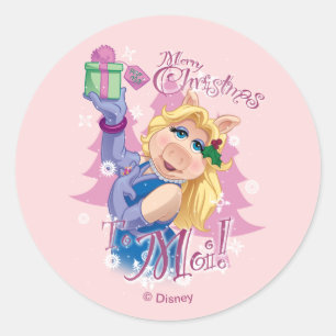 Sticker Rond Mlle Piggy   Joyeux Noël à Moi !