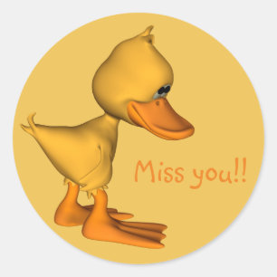 Sticker Rond Mlle vous triste petit dessin animé jaune Canard