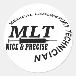 STICKER ROND MLT SLOGAN NICE ET PRÉCISE LAB TECH MÉDICALE