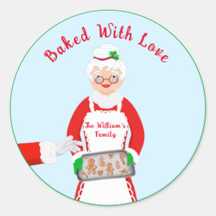 Sticker Rond Mme Claus Gingerbread Cookies Cuits Avec Amour
