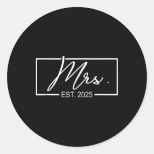 Sticker Rond Mme Est. 2025 Femme Mariage Mariée, M. & ;