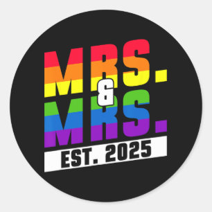 Sticker Rond Mme Et Mme Est. 2025 - Mariage Gay pride