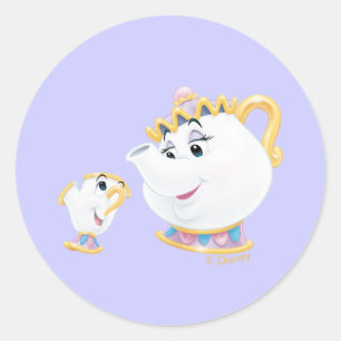 Sticker Rond Mme Potts et Chip