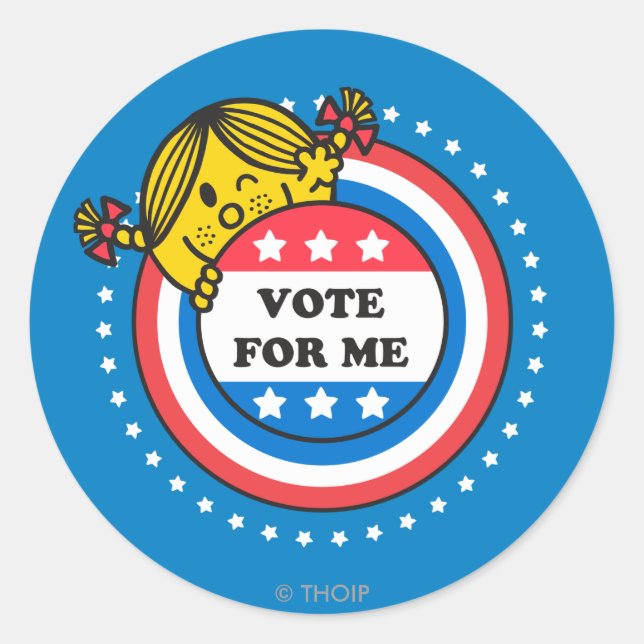 Sticker Rond Mme Sunshine - vote pour moi (Devant)