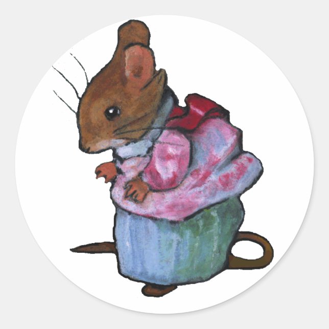 Sticker Rond Mme Tittlemouse, Après Beatrix Potter : Huile Past (Devant)