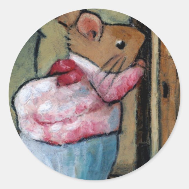 Sticker Rond MME TITTLEMOUSE (dans Pastel à l'huile) Après B. P (Devant)