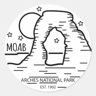 Sticker Rond Moab Arches National Park Utah Delicate Arch Retro