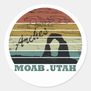 Sticker Rond Moab Utah coucher de soleil vintage Parc national 