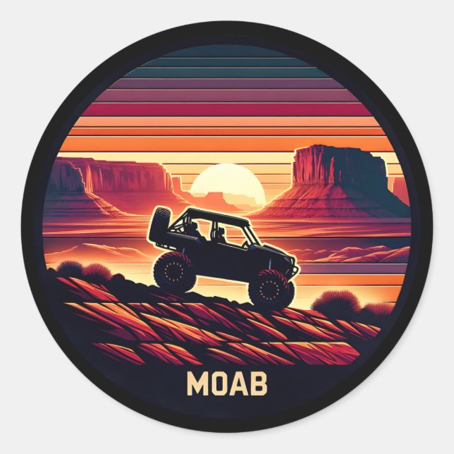 Sticker Rond Moab Utah UTV Sunset Red Rocks (Devant)